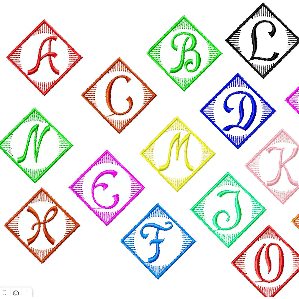 Дизайн вышивки алфавита в квадратах