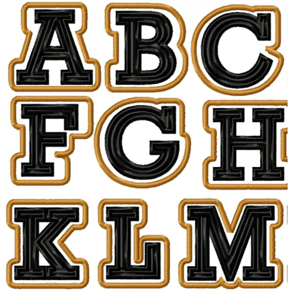 Дизайн вышивки алфавита с обводкой букв