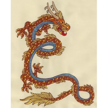Вышивка дракона с рисунка