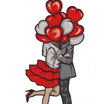 Вышивка любовная пара с шариками