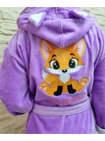 Фиолетовый детский махровый халат для девочки