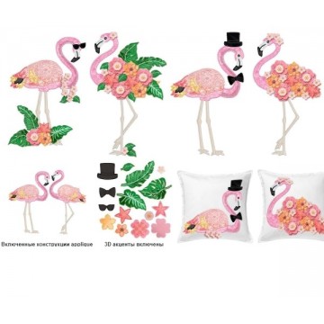 Дизайн вышивки фламинго