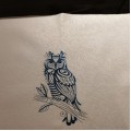 Вышивка сова на подушке